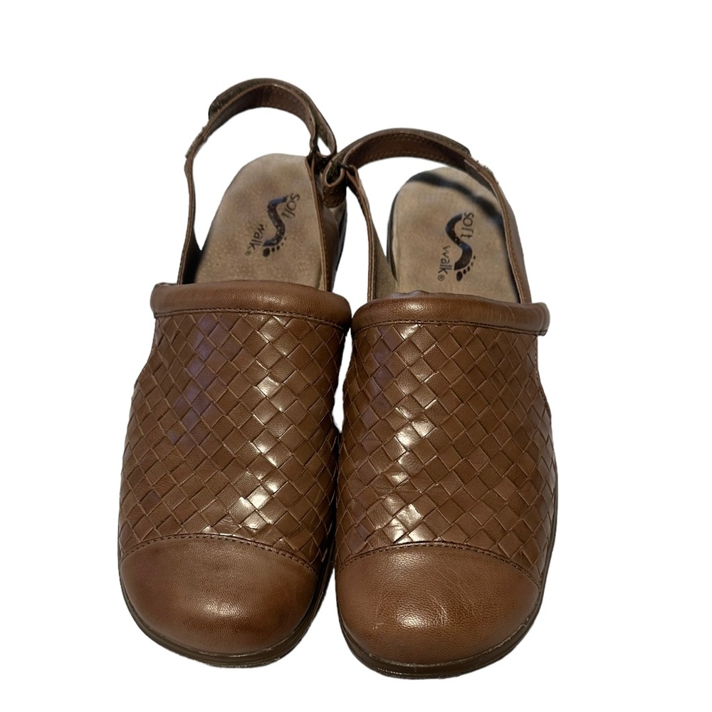 SOFTWALK Women's SALINA WOVEN Slingback Leather Sandal size 11M EUC